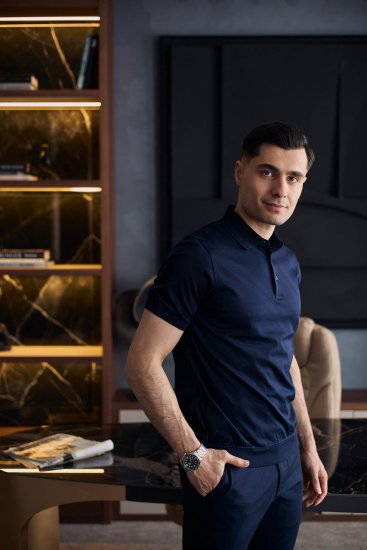 Футболка поло ГИО Темно-синяя