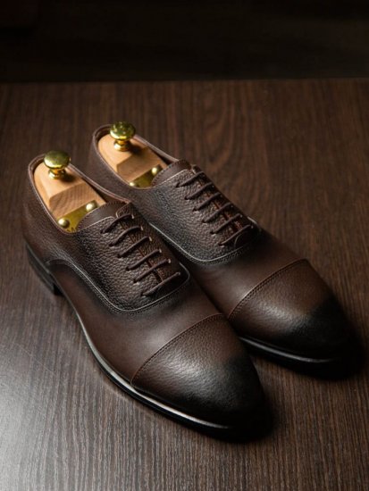 Оксфорды коричневые кожаные с удлиненным носом