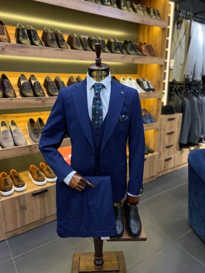 Костюм MAZALTOVMAN 3-ка Синий в полоску премиум