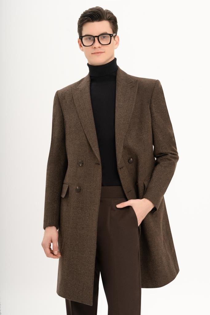 Пальто MAZALTOVMAN Двубортное премиум Коричневое