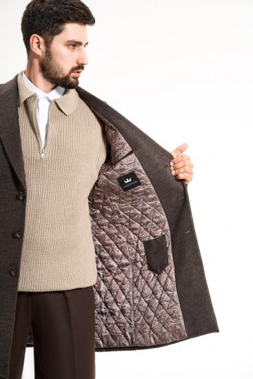 Пальто MAZALTOVMAN премиум Темно-коричневое фактурное