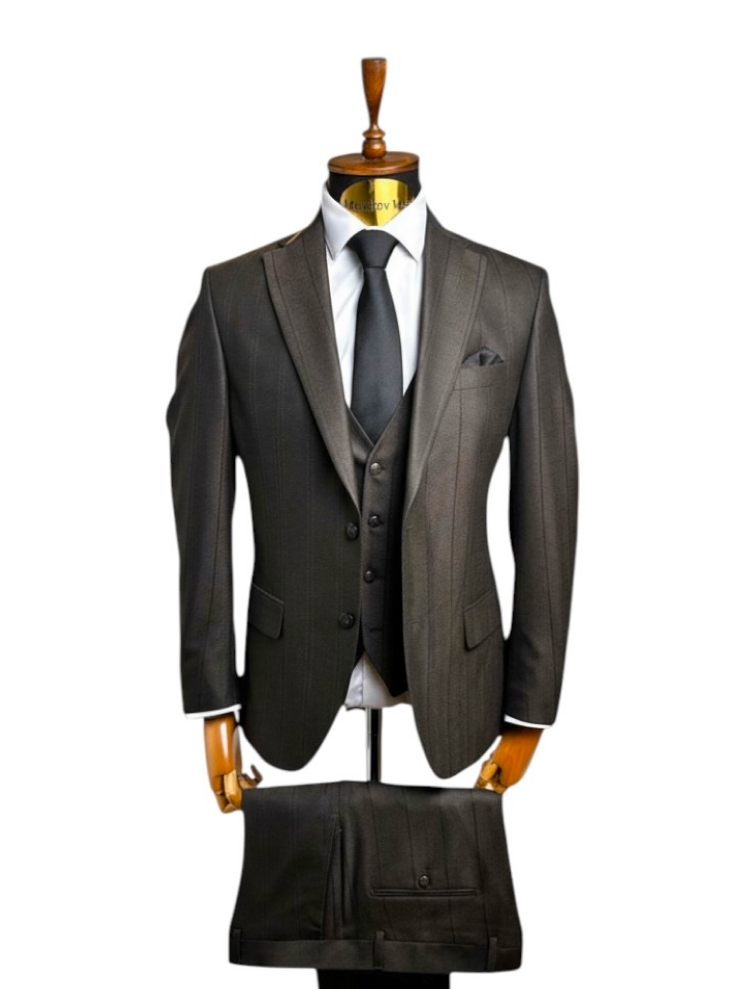 Костюм MAZALTOVMAN 3-ка премиум Коричневый в елочку