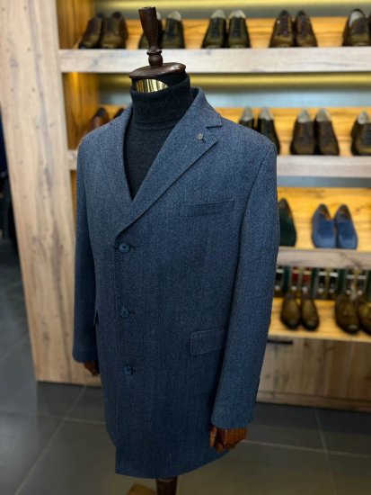 Пальто ГЕР Светло-синее фактурное