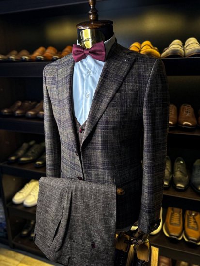 Костюм MAZALTOVMAN премиум 3-ка Коричневый в клетку